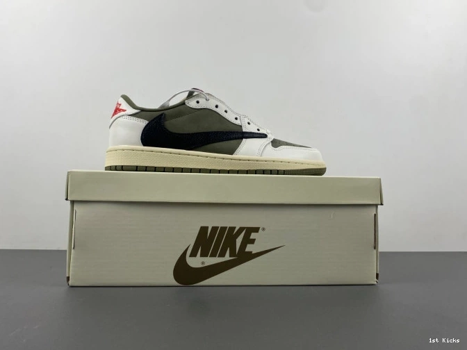 1st Kicks AIR OLIVE 1 OG DM7866-200 LOW X TRAVIS MEDIUM JORDAN SCOTT 0705